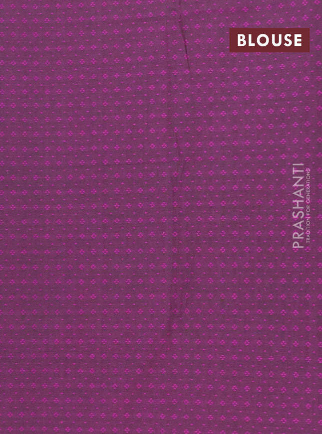 Chettinad cotton saree dual shade of greenish blue and purple with thread woven buttas and long rettapet zari woven border