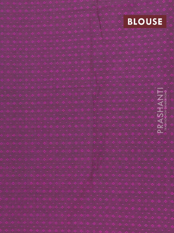 Chettinad cotton saree dual shade of greenish blue and purple with thread woven buttas and long rettapet zari woven border