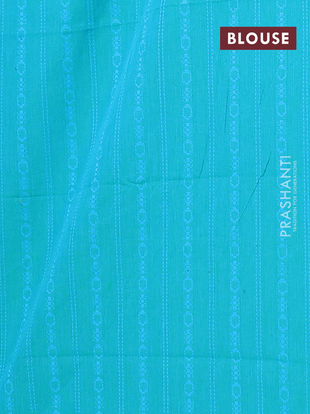 Chettinad cotton saree dual shade of light green and dual shade of blue with plain body and rettapet zari woven border