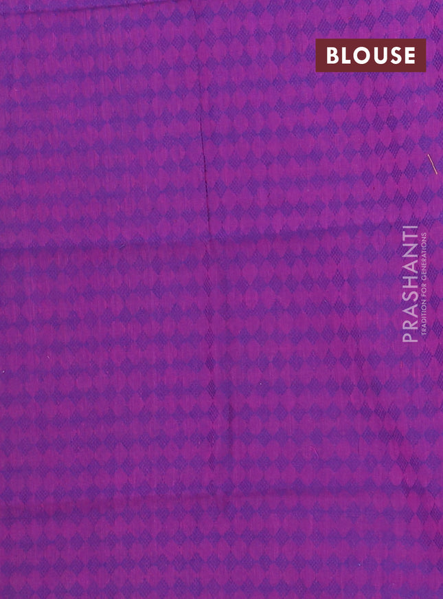 Chettinad cotton saree dual shade of light green and pink with thread woven buttas and temple design rettapet zari woven border