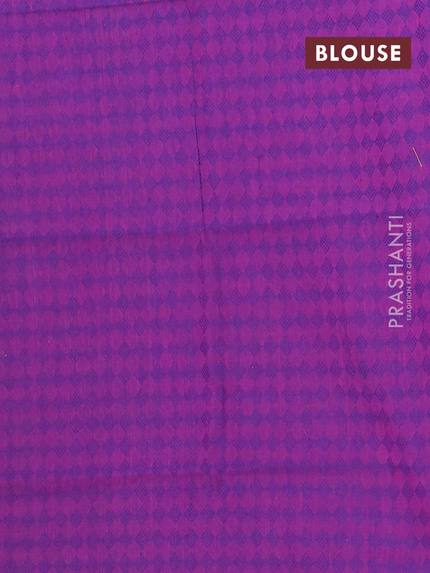 Chettinad cotton saree dual shade of light green and pink with thread woven buttas and temple design rettapet zari woven border