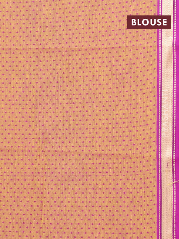 Chettinad cotton saree dual shade of blue and mustard shade with thread woven buttas and thread & zari woven border