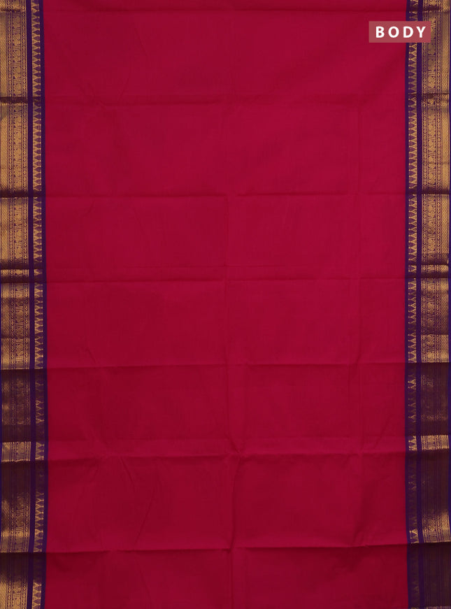 Chettinad cotton saree pink and violet with thread woven buttas and zari woven border