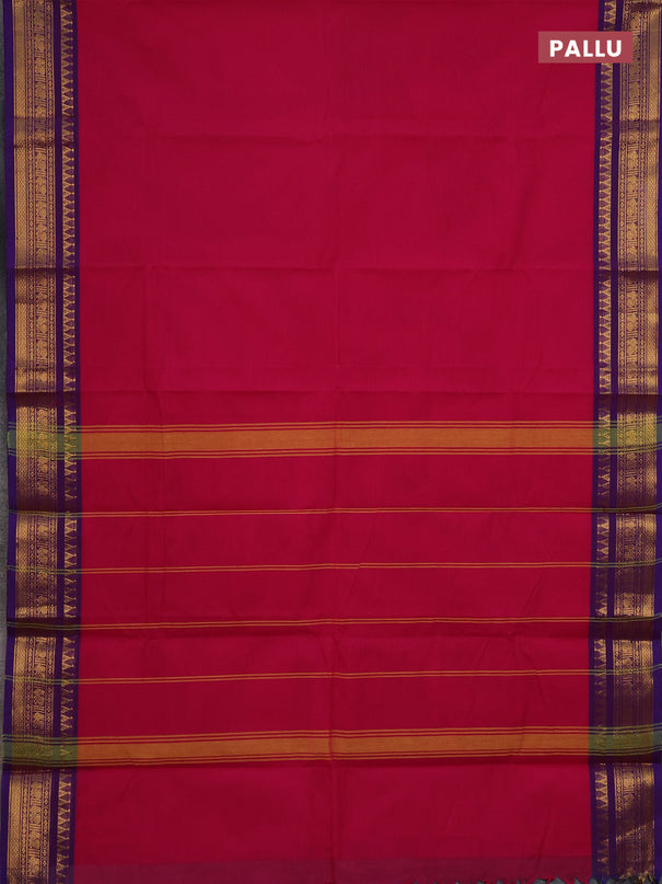 Chettinad cotton saree pink and violet with thread woven buttas and zari woven border