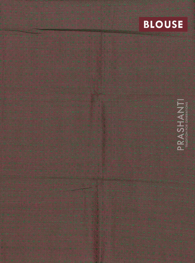 Chettinad cotton saree dark pink and green with thread woven buttas and zari woven border