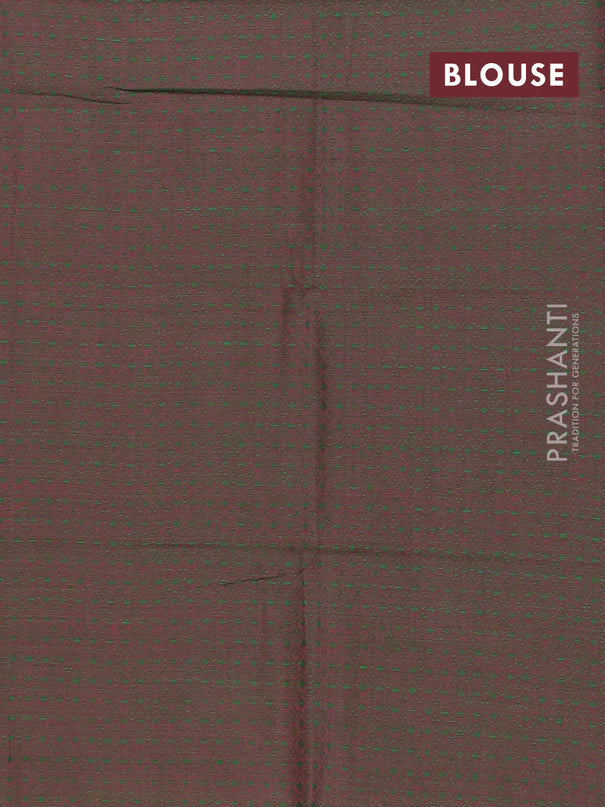 Chettinad cotton saree dark pink and green with thread woven buttas and zari woven border