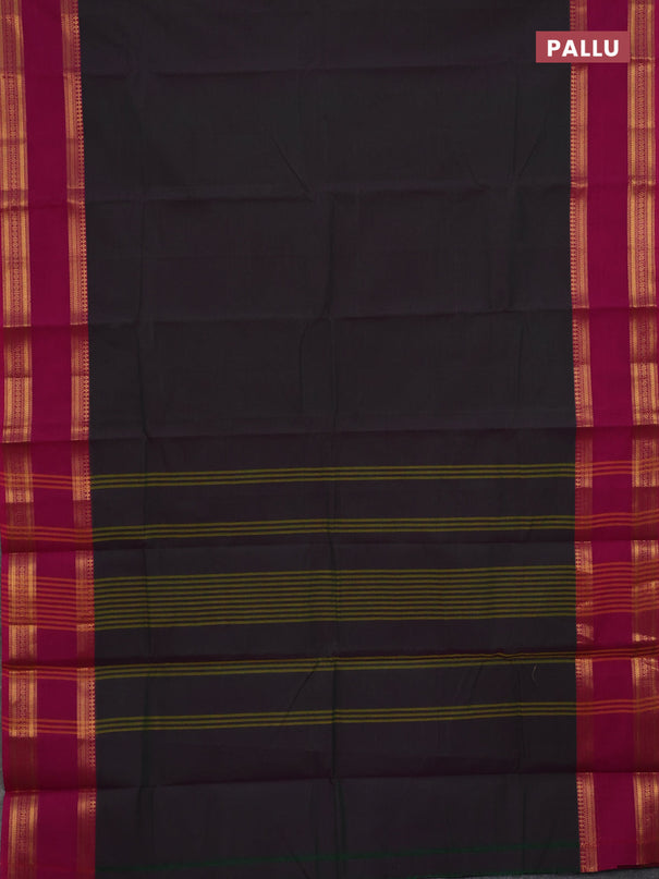 Chettinad cotton saree dual shade od greenish purple and magenta pink with plain body and rettapet zari woven border