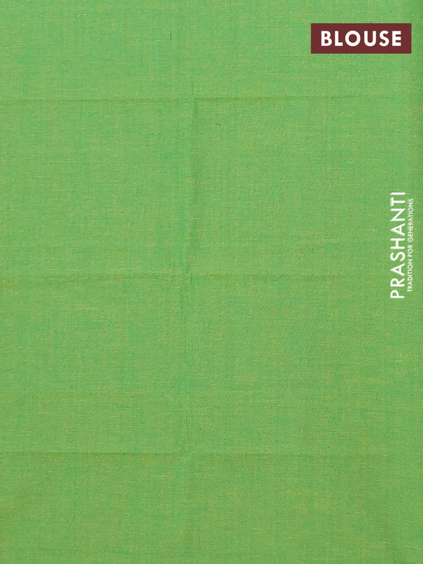 Chettinad cotton saree sunset orange and light green with allover small checked pattern and zari woven border