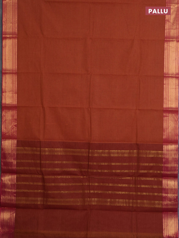 Chettinad cotton saree maroon mustard yellow and pink with allover small checked pattern and zari woven border