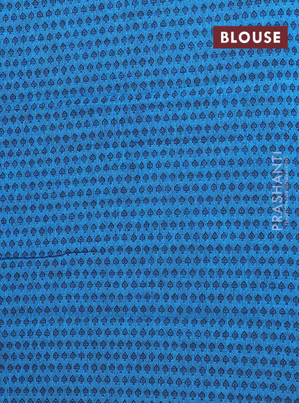 Chettinad cotton saree blue and peacock blue with plain body and zari woven simple border