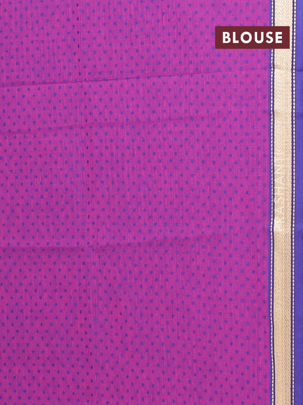 Chettinad cotton saree dual shade of peacock blue and purple navy blue with plain body and rettapet zari woven border