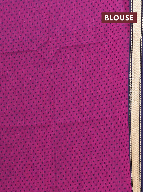 Chettinad cotton saree peacock green and black magenta pink with plain body and rettapet zari woven border