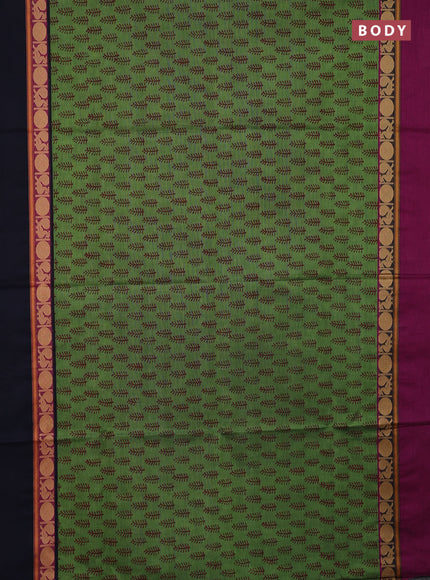 Chettinad cotton saree green shade with allover butta prints and ganga jamuna border