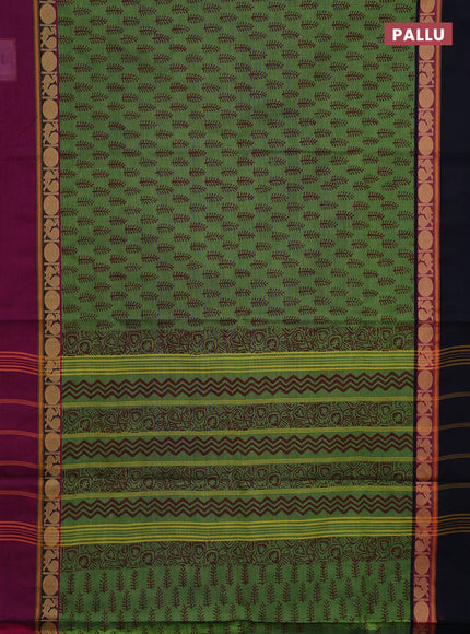 Chettinad cotton saree green shade with allover butta prints and ganga jamuna border