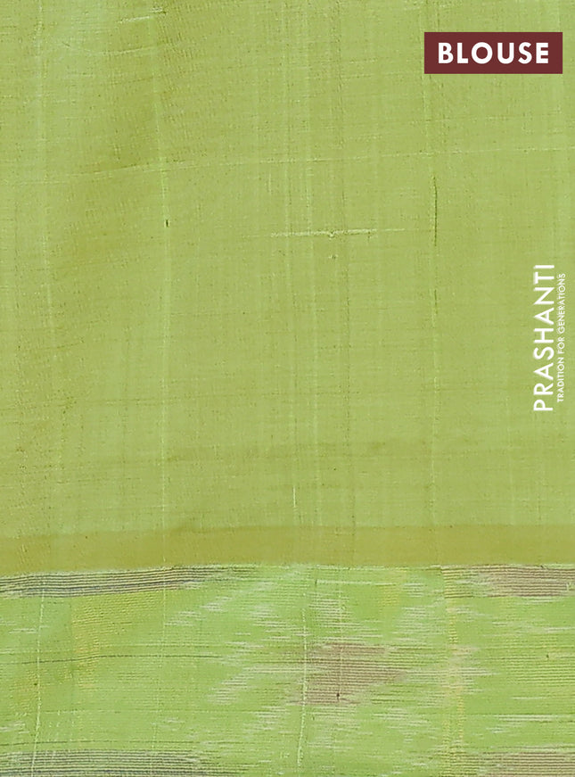 Semi silk cotton saree pink and light green with zari woven buttas and zari woven ikat style border