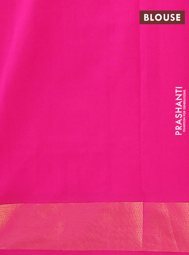 Semi silk cotton saree bluish grey and pink with zari woven buttas and zari woven border