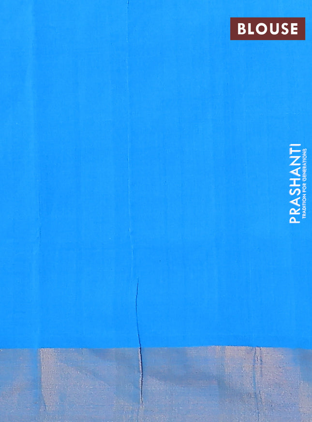 Semi silk cotton saree black and cs blue with zari woven buttas and zari woven border