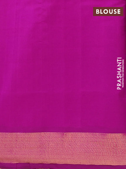 Semi silk cotton saree lime yellow and purple with zari woven buttas and zari woven border