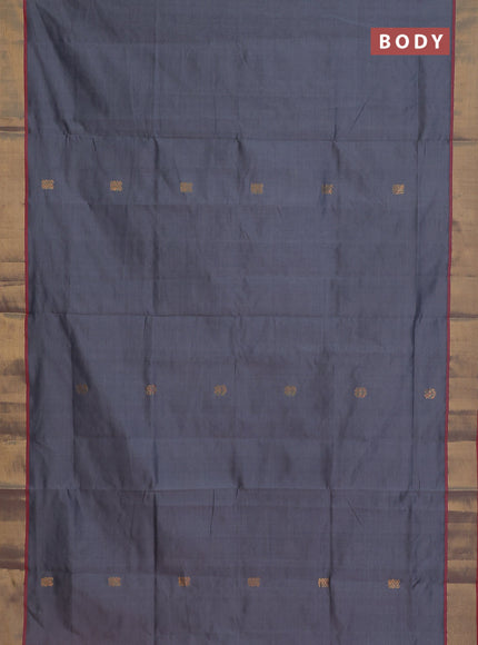 Semi silk cotton saree grey and red with zari woven buttas and zari woven border