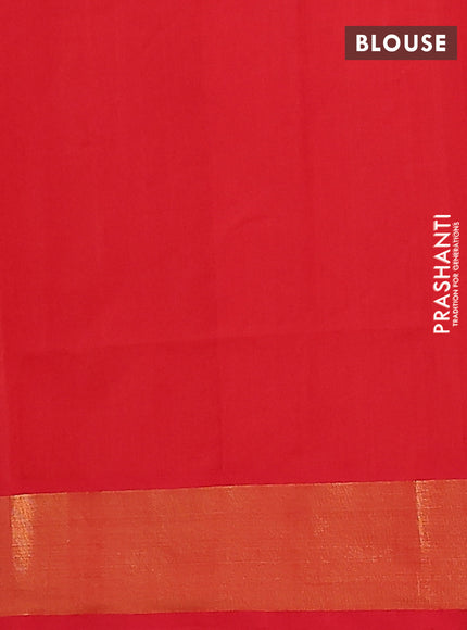 Semi silk cotton saree grey and red with zari woven buttas and zari woven border