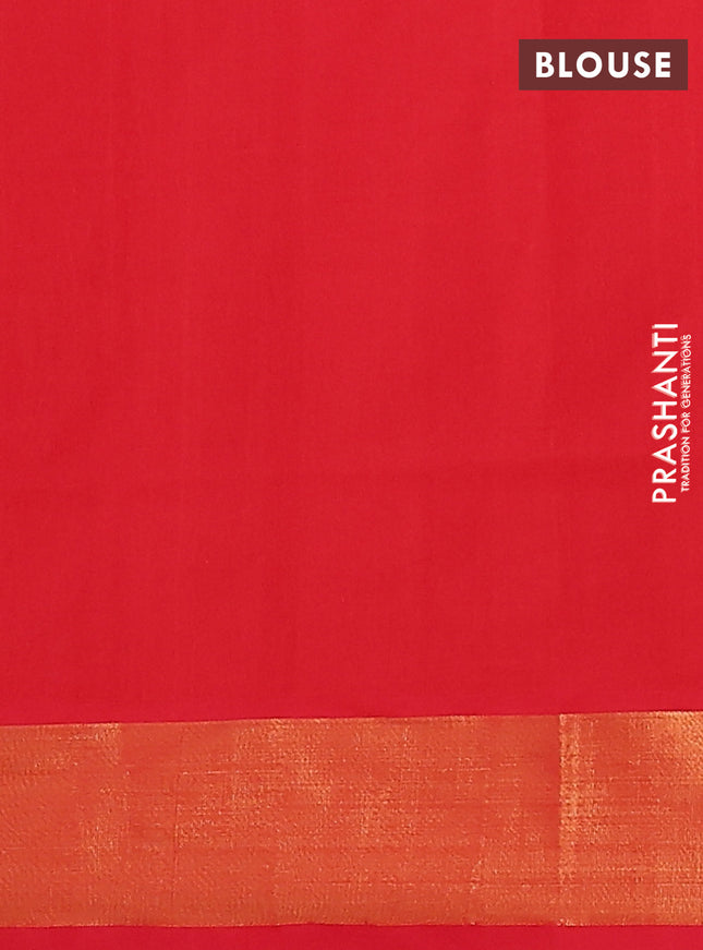 Semi silk cotton saree pastel grey and red with zari woven buttas and zari woven border