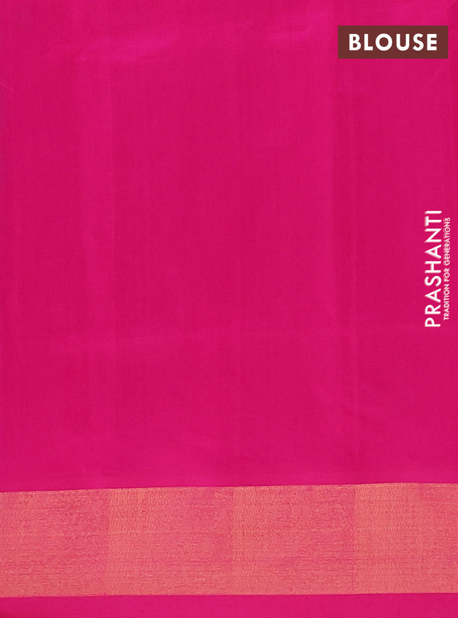 Semi silk cotton saree dual shade of teal green and pink with zari woven buttas and zari woven border