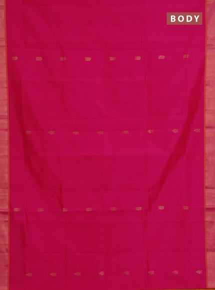 Semi silk cotton saree pink and orange and zari woven buttas and zari woven border
