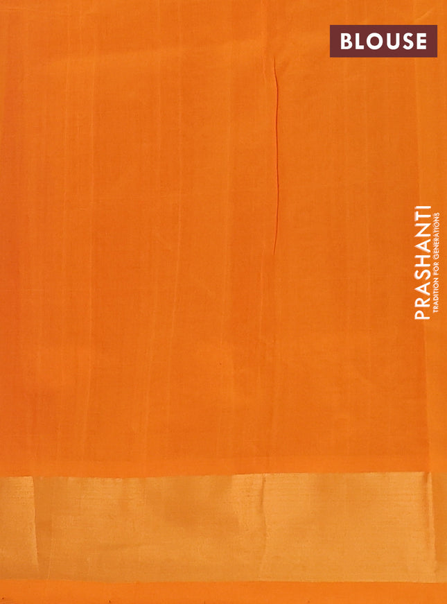 Semi silk cotton saree pink and orange and zari woven buttas and zari woven border