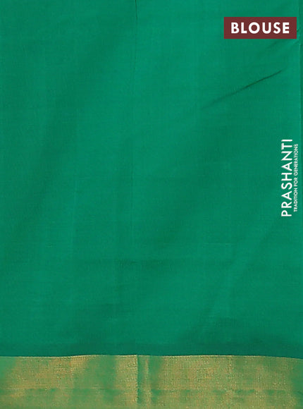 Semi silk cotton saree pink and green with thread & zari woven paisley buttas and zari woven border