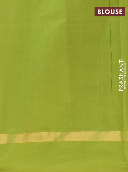 Semi silk cotton saree purple and light green with allover checks & zari buttas and zari woven simple border