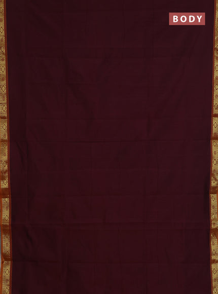 Semi silk cotton saree maroon and mango yellow with zari woven buttas and zari woven border