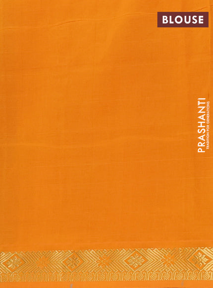 Semi silk cotton saree maroon and mango yellow with zari woven buttas and zari woven border