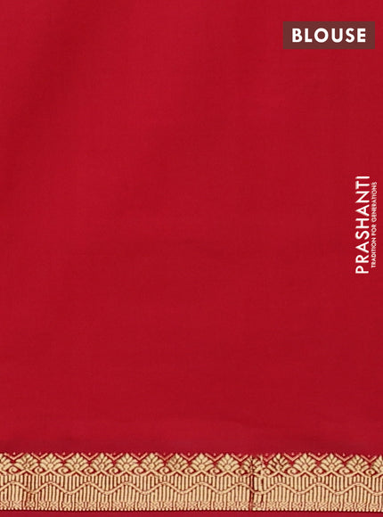 Semi silk cotton saree green and maroon with plain body and zari woven border