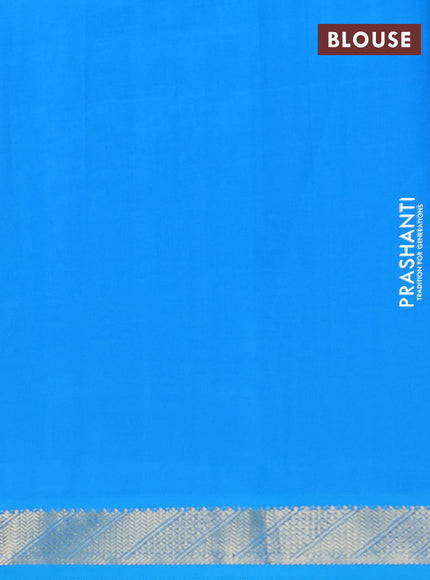 Semi silk cotton saree mango yellow and cs blue with plain body and zari woven border