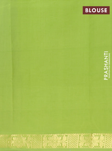 Semi silk cotton saree blue and light green with plain body and zari woven border