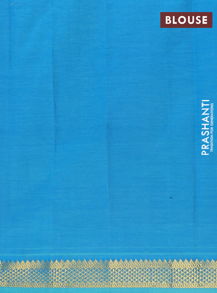 Semi silk cotton saree purple and cs blue with plain body and zari woven border