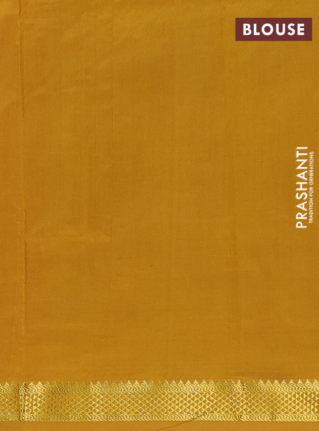 Semi silk cotton saree maroon and mustard yellow with plain body and zari woven border