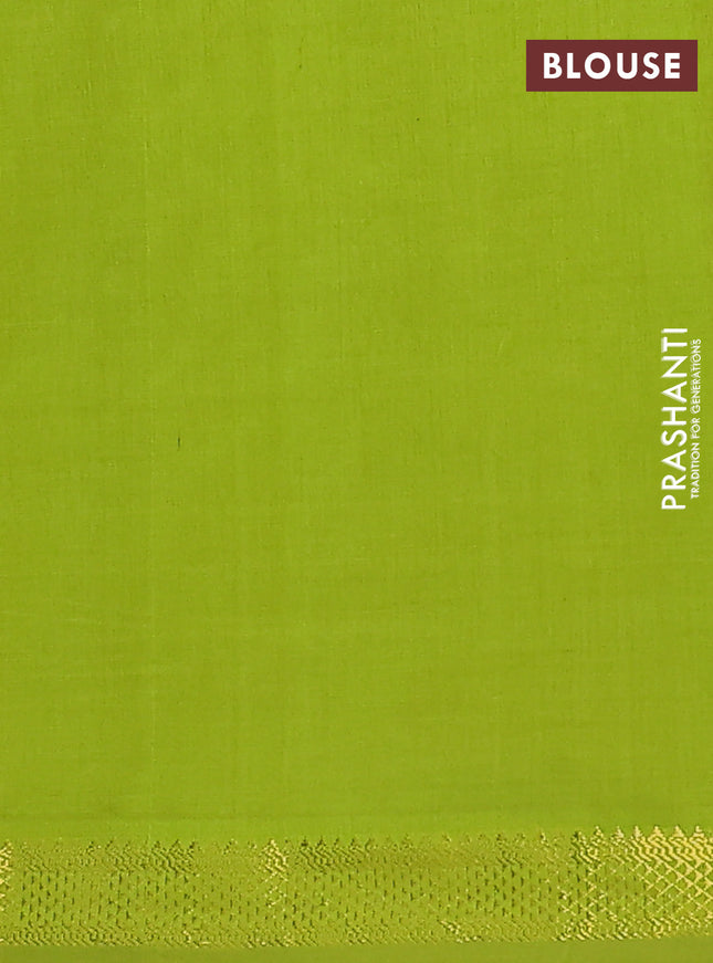 Semi silk cotton saree pink and light green with plain body and zari woven border