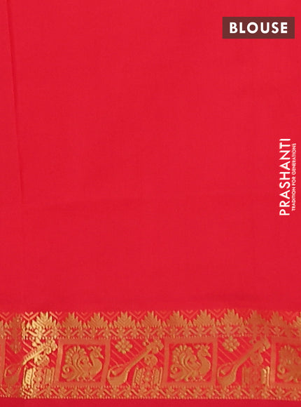 Semi silk cotton saree violet and red with plain body and zari woven border