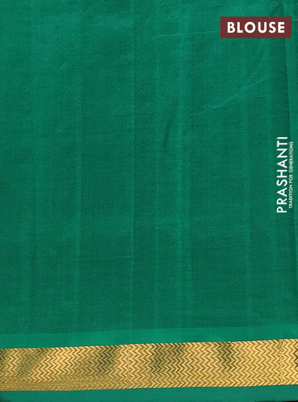 Semi silk cotton saree purple and green with plain body and zari woven border