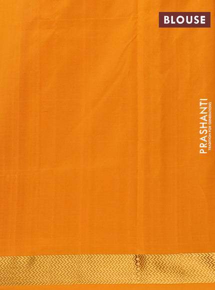 Semi silk cotton saree pink and mustard yellow with plain body and zari woven border