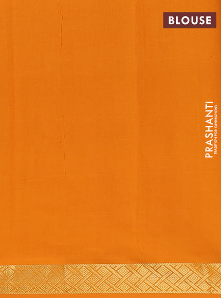 Semi silk cotton saree maroon and mustard yellow with plain body and zari woven border