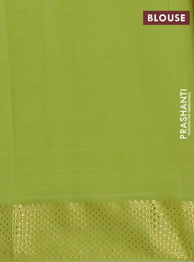 Semi silk cotton saree lime yellow and light green with plain body and zari woven border