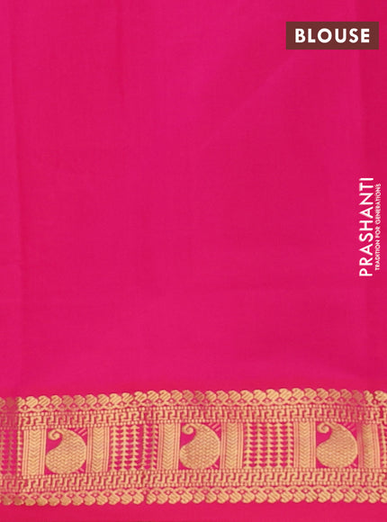 Semi silk cotton saree yellow and pink with plain body and zari woven border