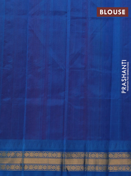 Silk cotton saree pink and cs blue with zari woven buttas and temple design zari woven korvai border