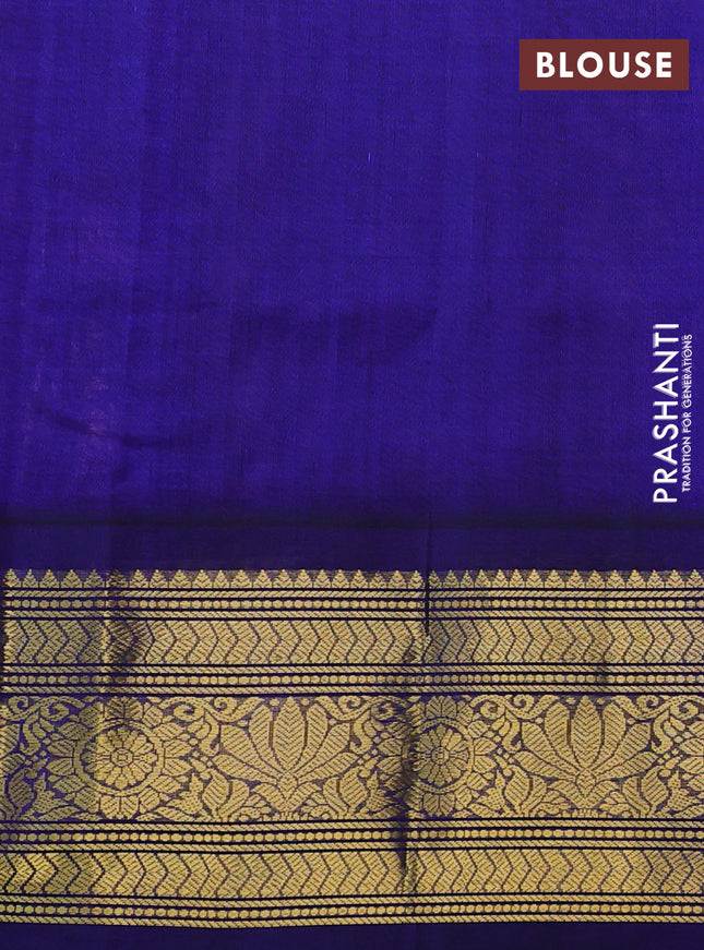 Silk cotton saree light pink and blue with zari woven buttas and zari woven korvai border
