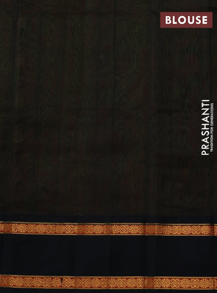 Silk cotton saree dual shade of green and black with allover self emboss jacquard and rettapet zari woven Korvai border