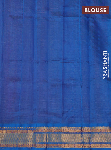 Silk cotton saree purple and cs blue with allover vairaosi pattern and zari woven korvai border