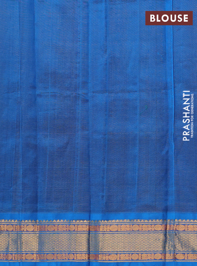 Silk cotton saree deep maroon and cs blue with allover vairaosi pattern and zari woven korvai border
