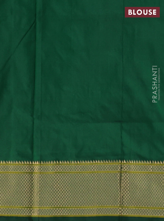 Pure paithani silk saree green with allover zari woven buttas and paithani weaving pallu